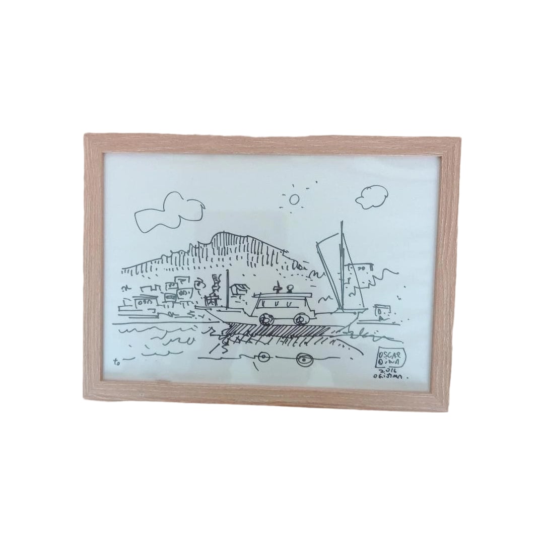 Original Marker Art by iwa Osukaru, Authentic Work, Setouchi Triennale: Original Marker Art by Oscar Oiwa, Authentic Work, Setouchi Triennale A work created by Mr. Oscar Oiwa during the 2016 Setouchi International Art Festival on Ogijima Island, Kagawa Prefecture. A signa