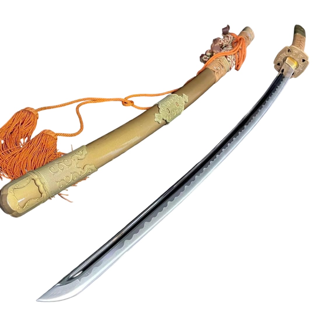 Replica Sword with Gold Scabbard, Phoenix Bird Carving, Tachi Koshirae (1 of 20)