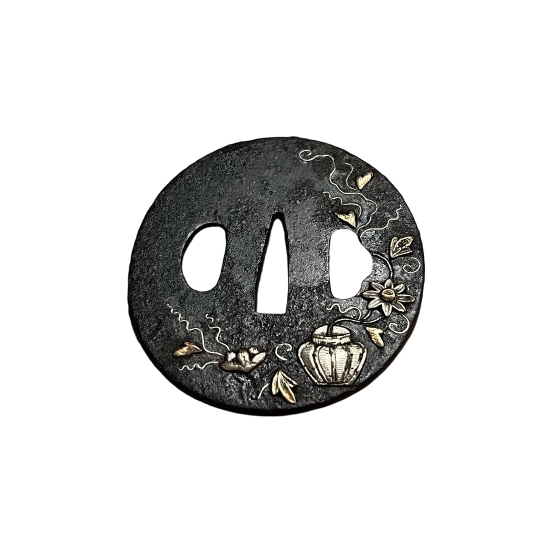 Sword fittings, iron tsuba, martial equipment, sword. (1 of 7)