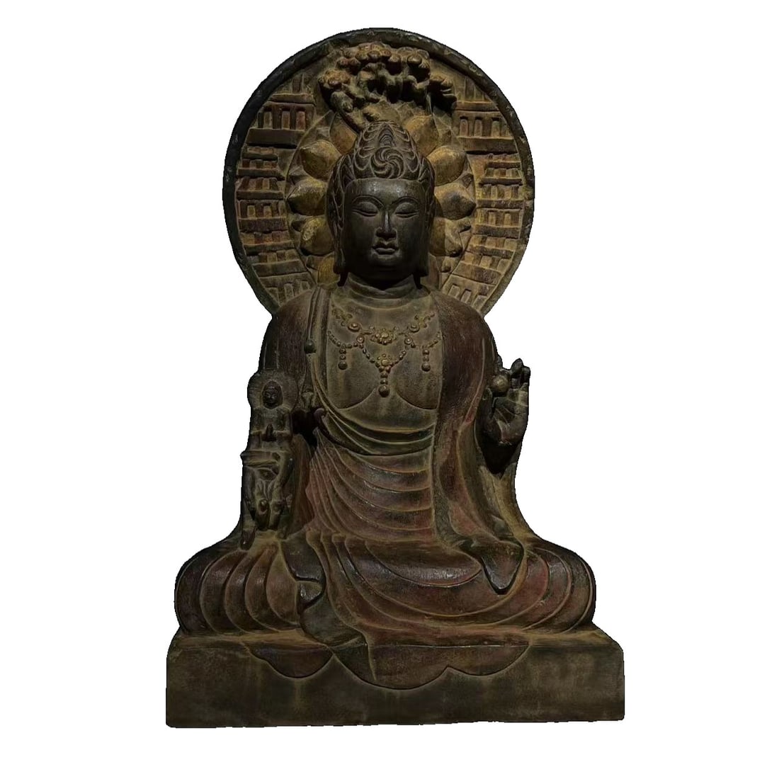 Painted Stone Sitting Buddha (1 of 7)