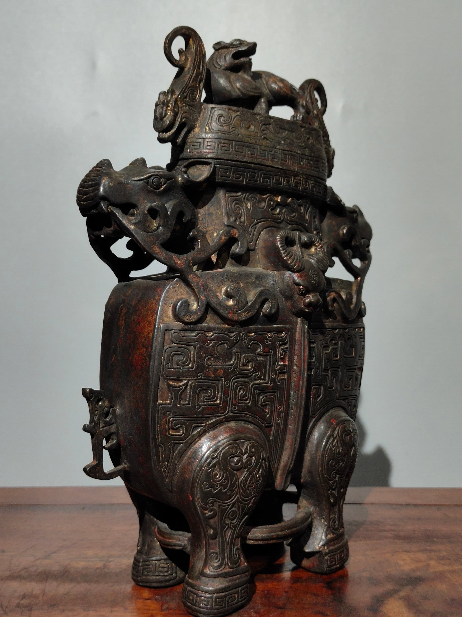Old Copper Toad Pattern Bull Vase - 6