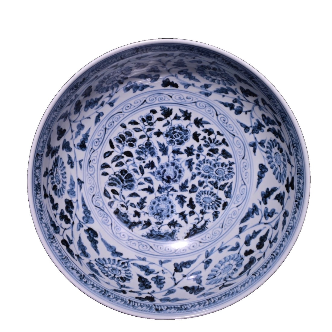 Ming Dynasty Hongwu Period Blue and White Floral Bowl: This bowl is made during the Hongwu period of the Ming Dynasty, featuring exquisite blue and white floral patterns that showcase the superb craftsmanship and unique artistic charm of the time. Its