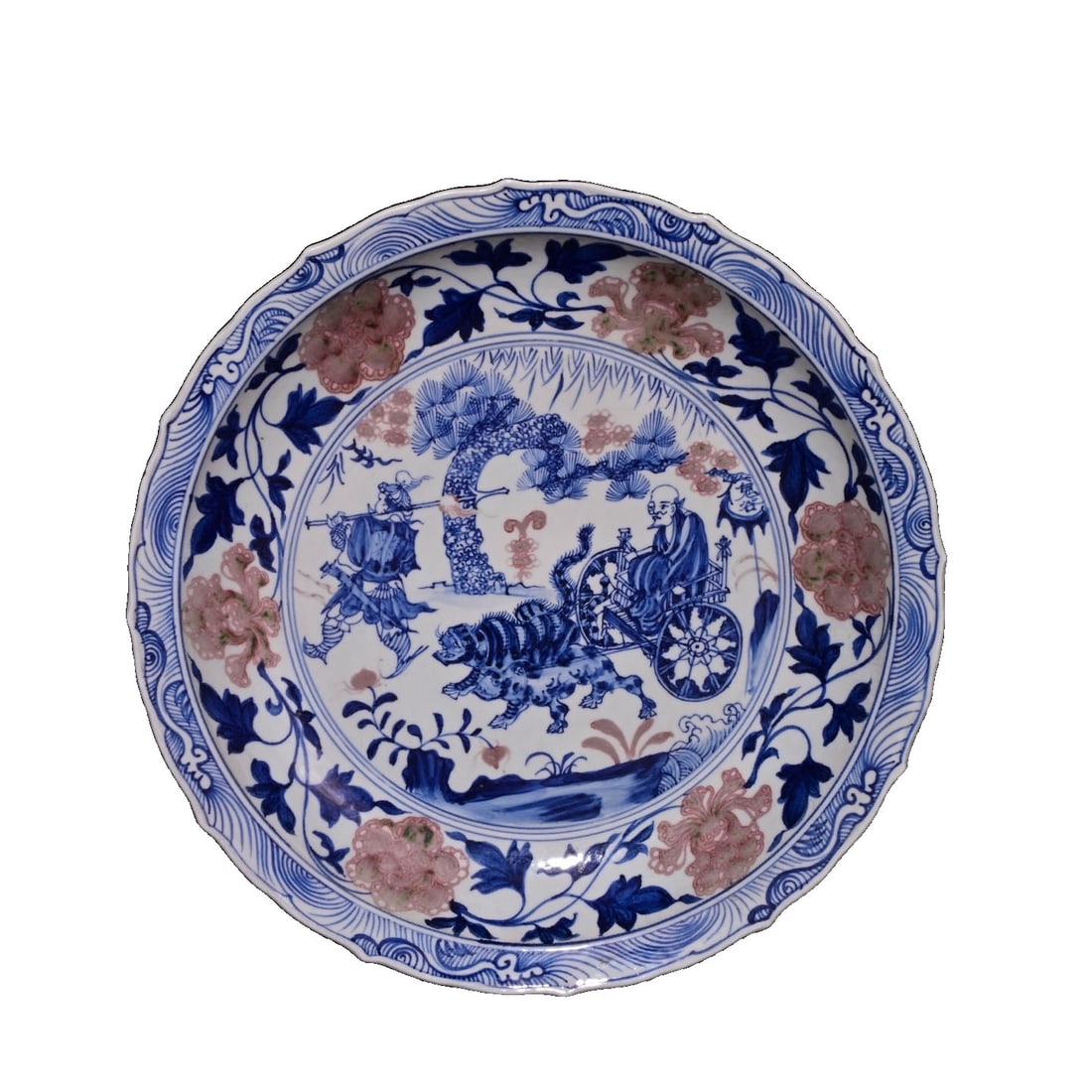 Yuan Dynasty Blue and White Glazed Red Decoration Plate with the Story of Guiguzi (1 of 10)