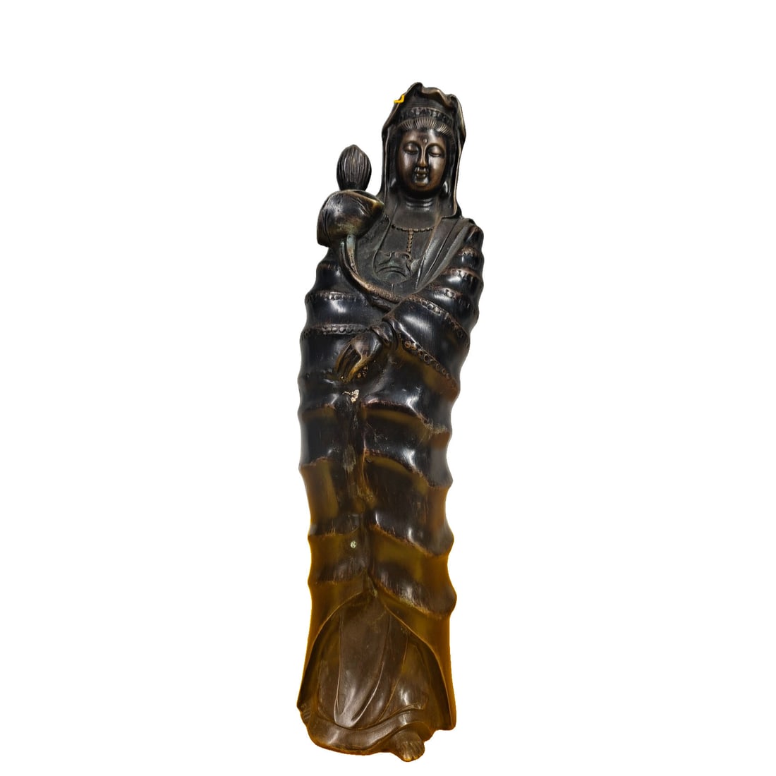 Qing Dynasty Bronze Guanyin: This Qing Dynasty bronze Guanyin features a rich patina and excellent preservation, making it a true collectible treasure.27775 cm tall, weighs 1131 grams Freight: 1.International Freight: Foreign shi