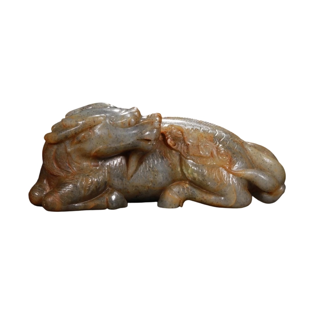 He Tian Jade Blue Flower Seed Kirin Book Holder (1 of 10)