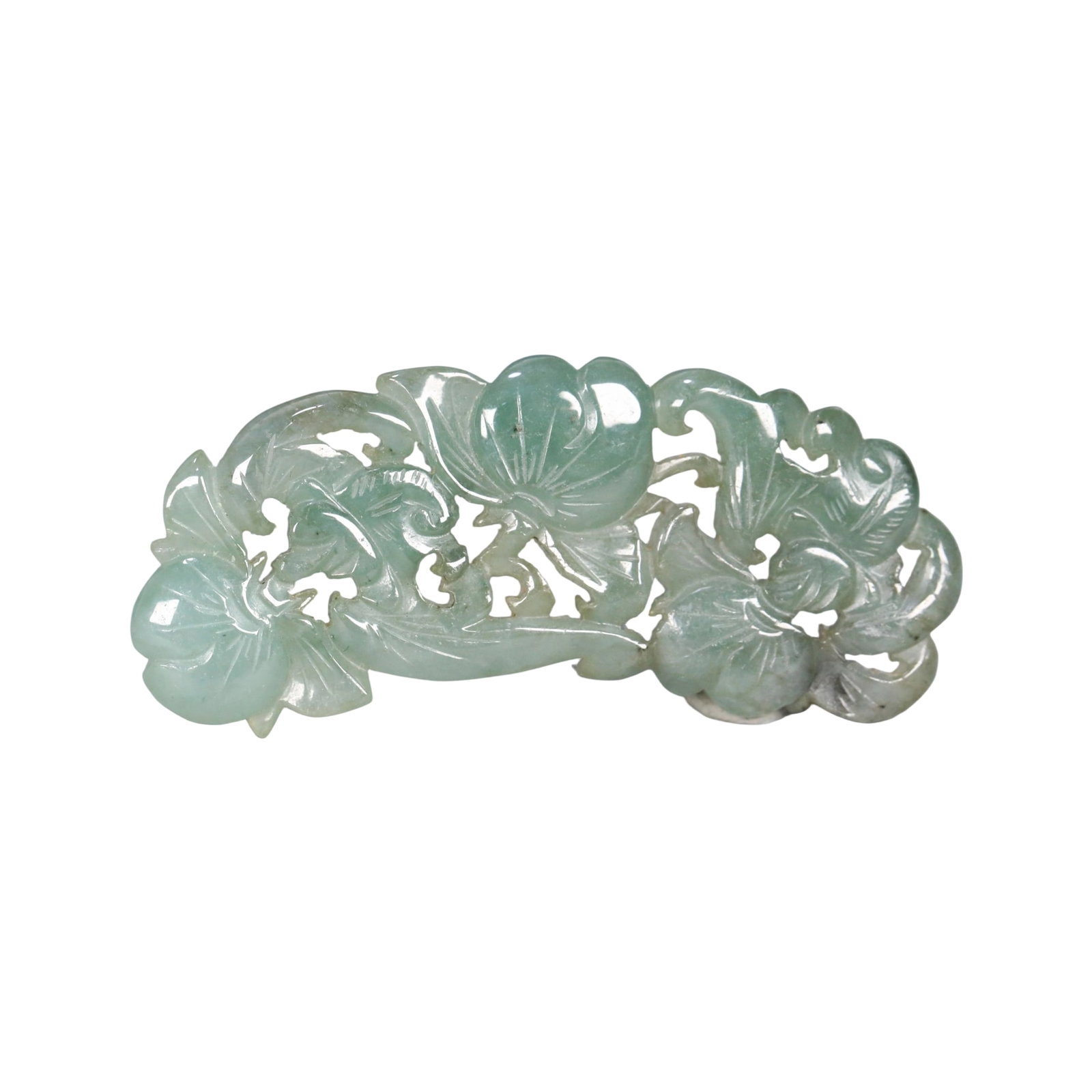 Qing Dynasty Jade Hollow Carved Bat and Peach Sculpture: This Qing Dynasty jade carving showcases exquisite craftsmanship, with the combination of bat and peach symbolizing auspicious longevity. The hollow design enhances its lively beauty. The overall shap