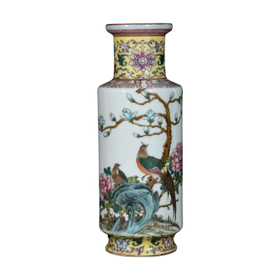 Qing Dynasty Cloisonne Enamel Flower and Bird Pattern Bottle (1 of 10)