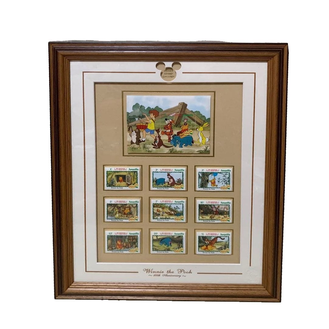 Postage Stamp Art Gallery: Stamp Art Gallery Disney Stamp Gallery 100th Anniversary Commemorative Winnie the Pooh, limited to 150 pieces worldwide. Limited edition rare 100th Anniversary Commemorative Winnie the Pooh Stamp Art 