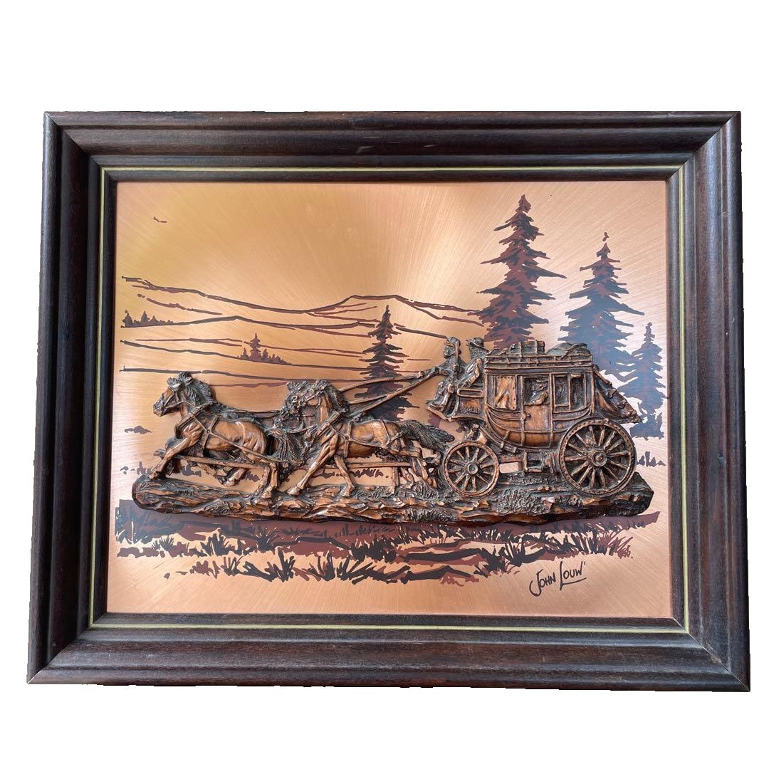 1970s American Antique Western Landscape Wall Hanging Carriage Interior Decoration Item (1 of 7)