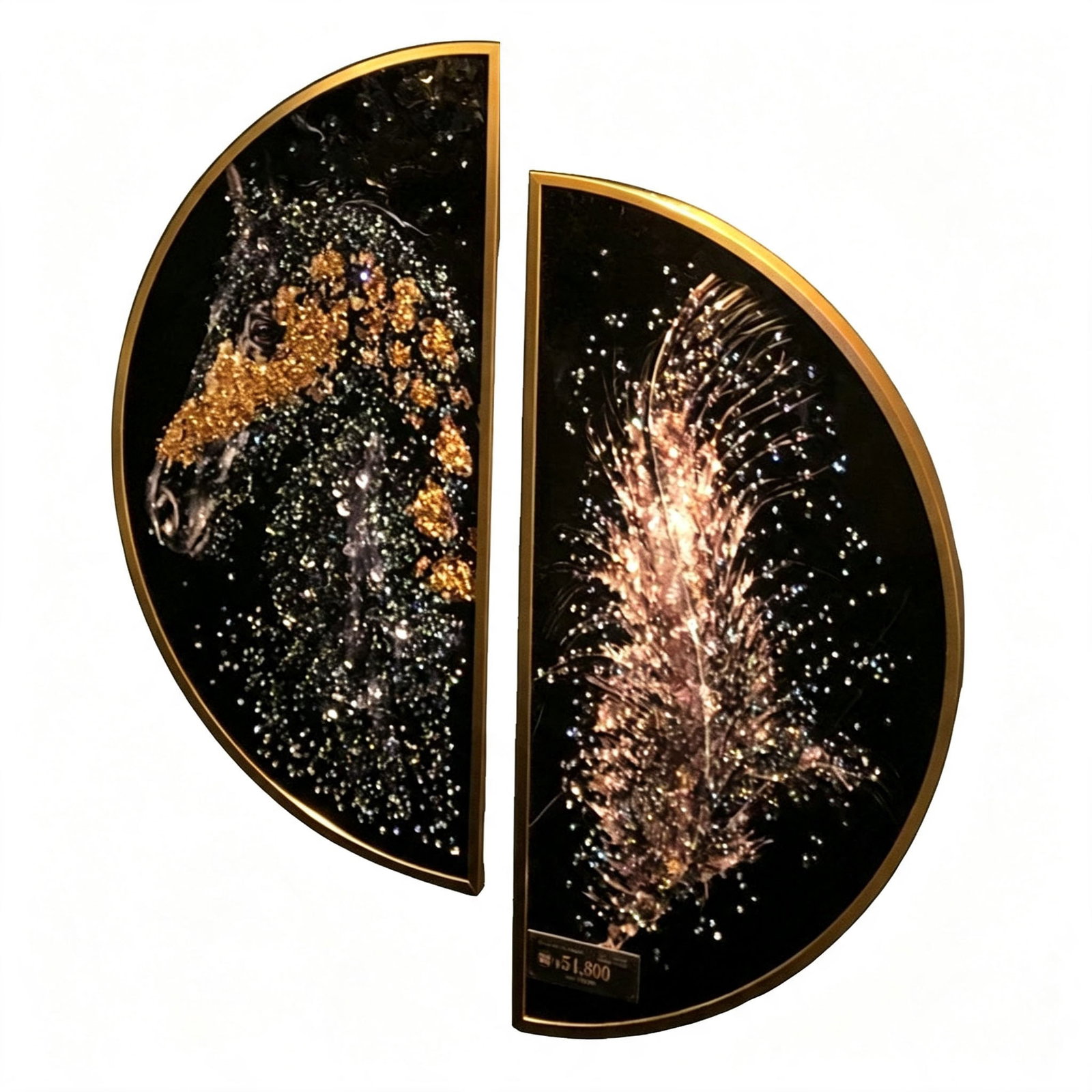 Set of Two Crystal Art Paintings of Horses (1 of 6)