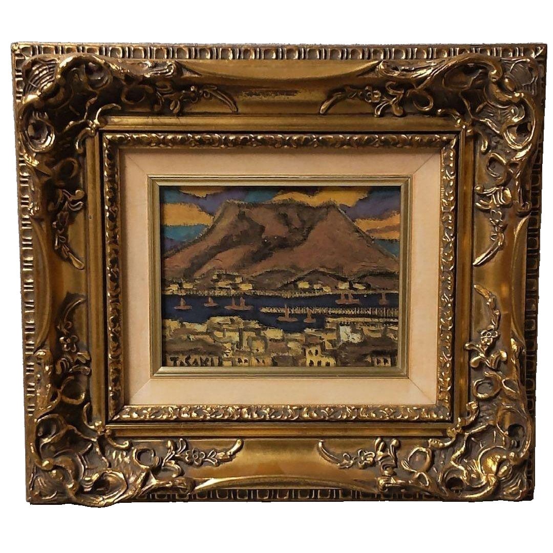 Painting, Oil Painting, Ceramic Plate Painting, Tasaki Hiroso, Sakurajima, Print: Painting, Oil Painting, Ceramic Plate Painting, Tasaki Kosuke, Sakurajima, Print Tasaki Kosuke () (1898C1984), a painter from Fukuoka Prefecture, recipient of the Order of Culture, known for oil paint