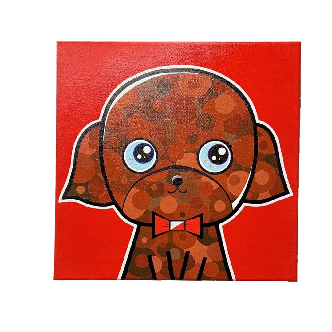 Canvas painting, dog painting, painting, original painting, animal painting, pop art.: Canvas painting, dog painting, painting, original painting, animal painting, pop art Title: Bitter Dimensions: 300mm x 300mm Medium: Canvas, acrylic paint, varnish for glossy surface protection Year o
