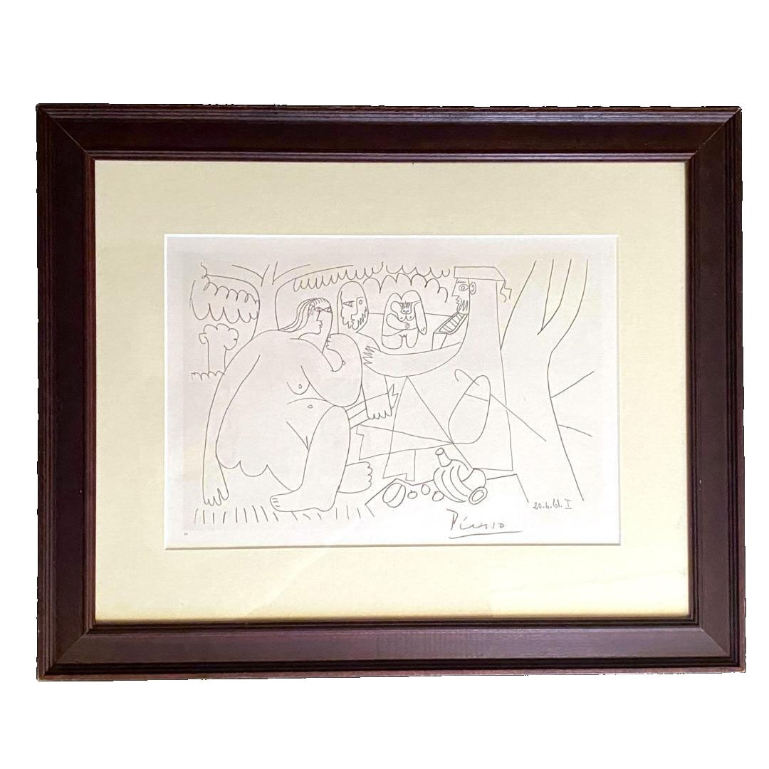 Pablo Picasso, "Luncheon on the Grass," lithograph, with certificate.: Pablo Picasso, "Le Dejeuner sur l'herbe", Lithograph, with Certificate Pablo Picasso's "Le Dejeuner sur l'herbe" is a series of works created as a tribute to douard Manet's masterpiece of the same