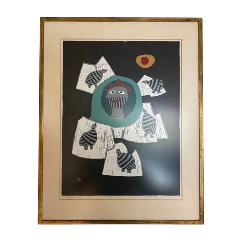 Seasonal Mountains: "Seasonal Mountains" A work from 1968. Absolutely authentic. 52cm x 39cm image size, 66cm x 53cm framed size. Azechi Meitaro, print. Freight: 1.International Freight: Foreign shipping charges are