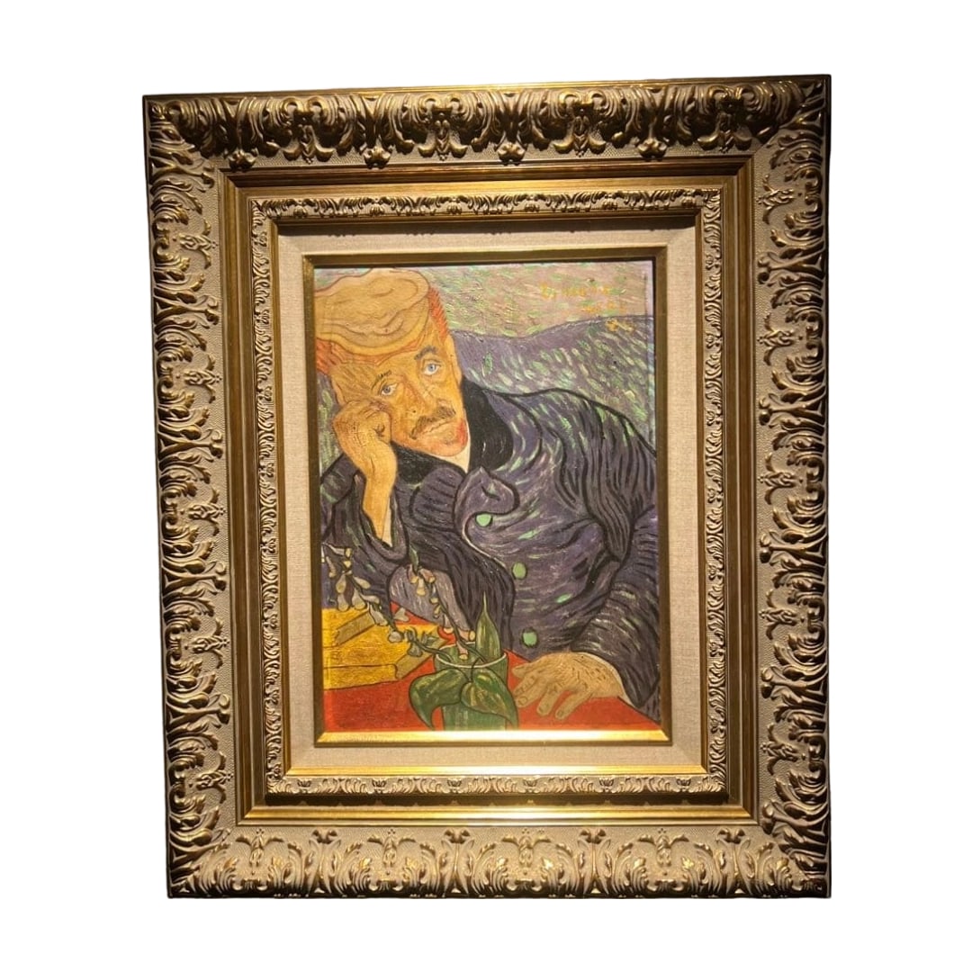 Vincent van Gogh Hand-Painted Copy: Vincent van Gogh Hand-Painted Copy This work is created by Vincent van Gogh, with a signature on the reverse. The frame dimensions are approximately 55 centimeters in height and 46 centimeters in widt