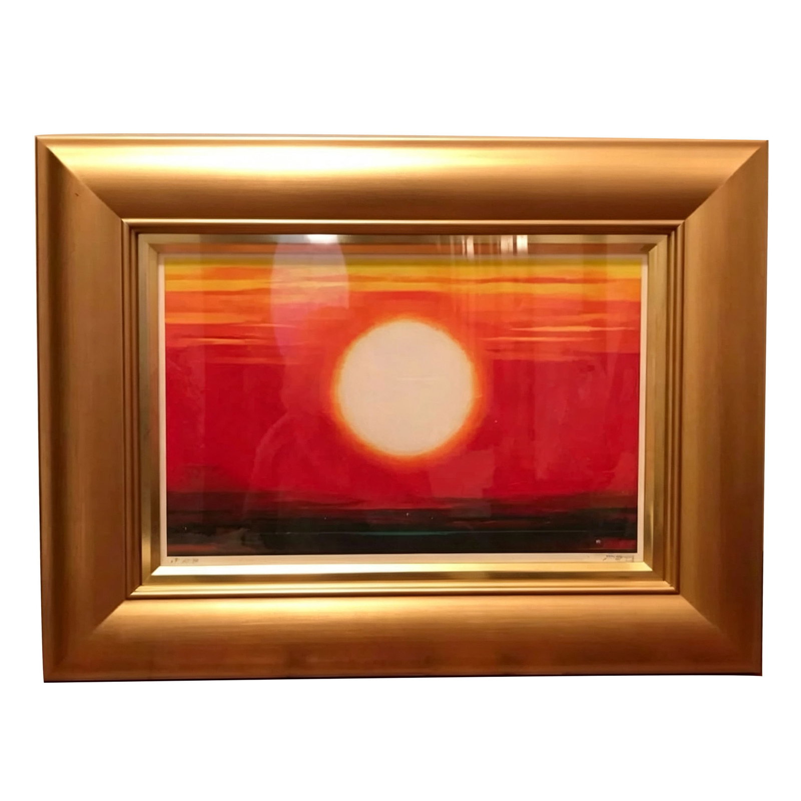 Painting by Koizumi Morikuni, "Sky Dawn Light Sun God".: Painting by Koizumi Morikuni This is a painting by Koizumi Morikuni, titled "Sky Dawn Sun God," numbered 69/136. The dimensions are 58.5 cm x 45 cm, including a high-quality frame. Gold powder is scat