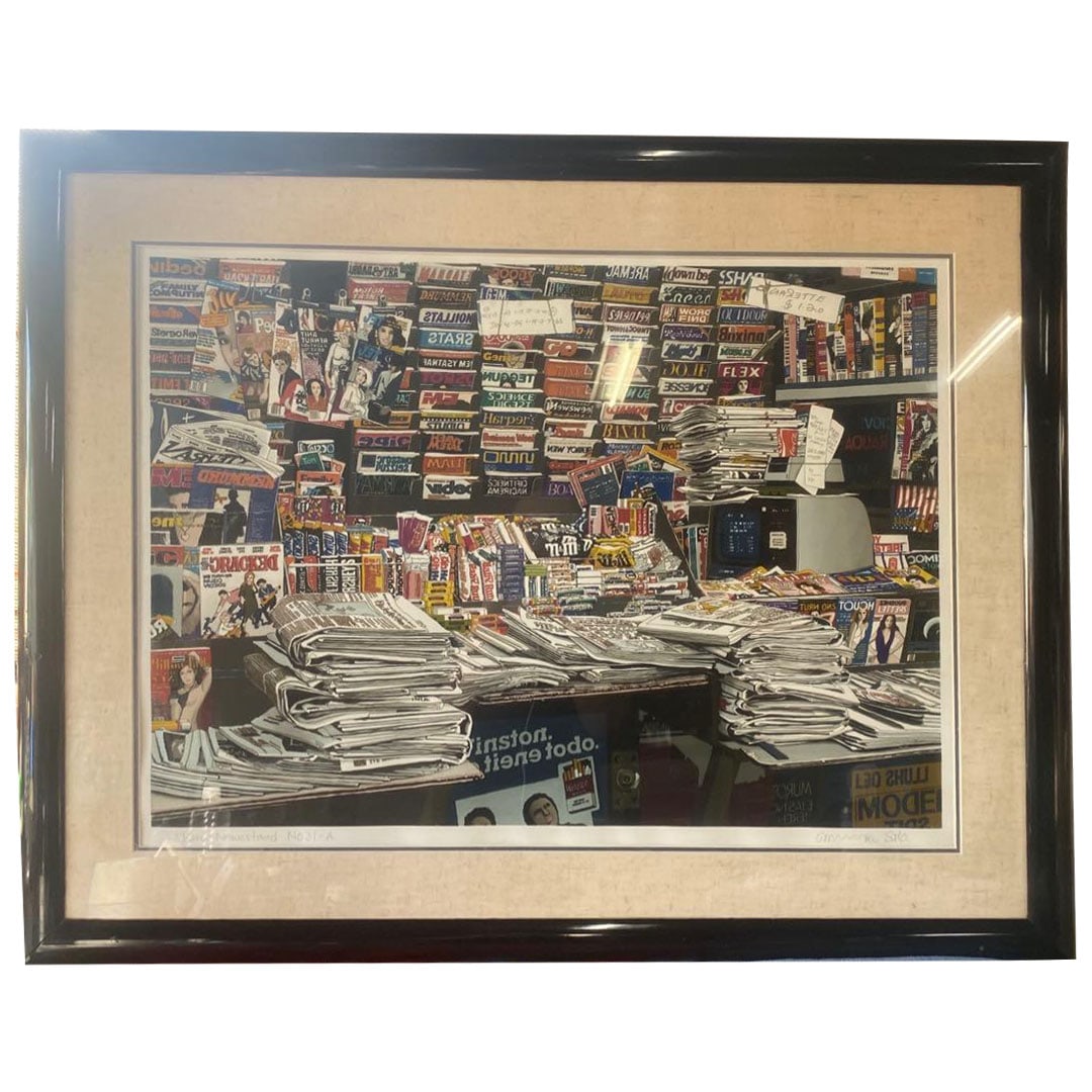 "Newspaper Stand" by Sato Masaaki, framed.: Newsstand Sato Masaaki Painting Framed Title: Newsstand No.31-A The frame has several scratches, but the artwork itself is in perfect condition. Including the frame, the dimensions are approximately
