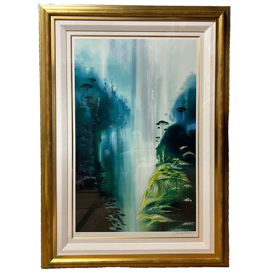 Michel Bat, "Monsoon Valley," Silkscreen Print, Hand-Signed.: Artist: Michel Batteu Title of Work: Monsoon Valley Edition Number: 84/100 Silkscreen Print Hand-Signed Accompanied by Certificate of Authenticity Condition: No particularly noticeable damage Freight: