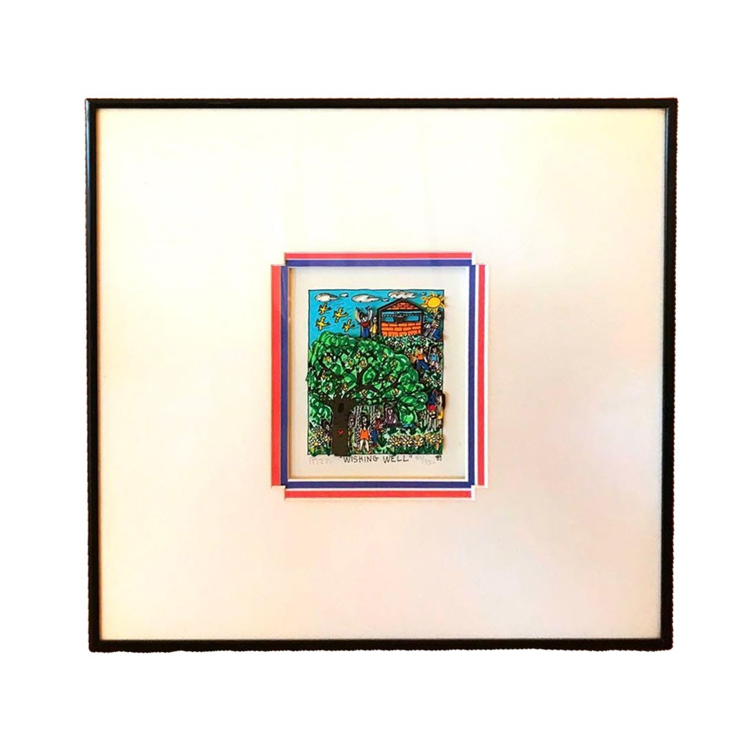 Authenticity Guaranteed: WISHINGWELL James Rizzi 3D Art Painting: Art Painting This is a work titled "WISHING WELL," numbered 47/350, with a signature. The frame measures approximately 35.5 cm in width and 35.5 cm in height; the art portion measures approximately 11