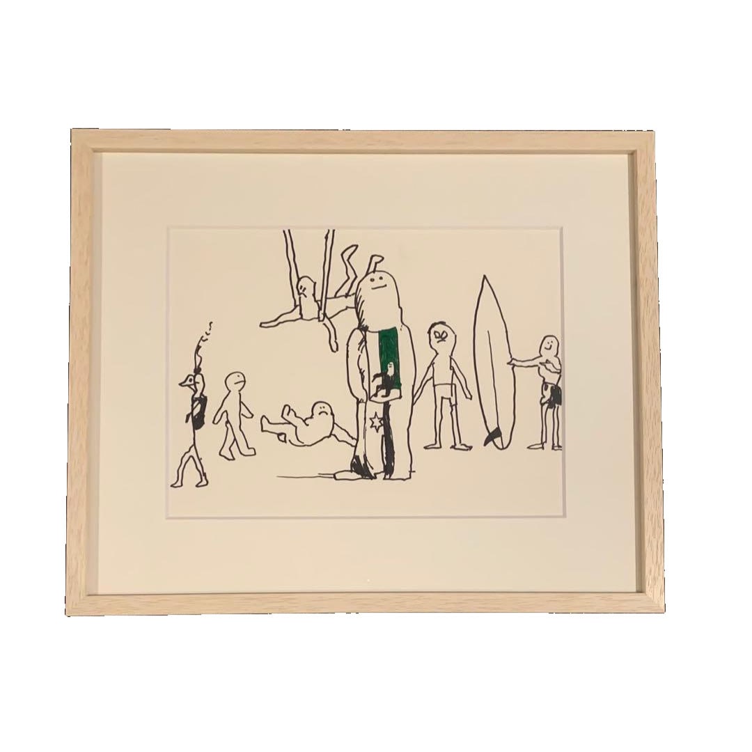 Authentic work by Mark Gonzales , original painting.: Authentic Original Painting by Mark Gonzales This is an original artwork personally created by Mark Gonzales. The piece was acquired from a solo exhibition held at Bookmarc in Harajuku and bears the