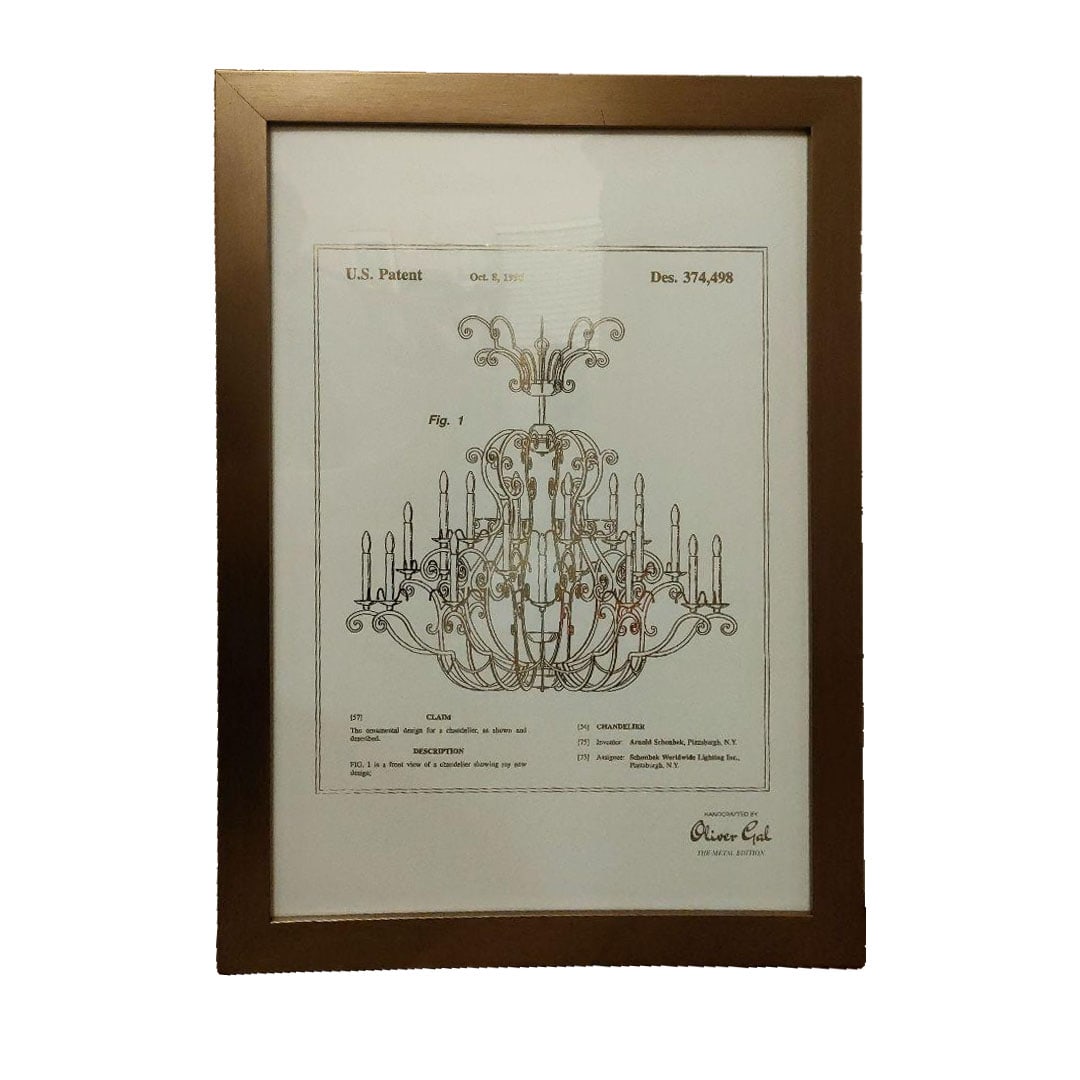 Oliver Gal Chandelier 1996 Blueprint Gold Foil Artwork (1 of 19)