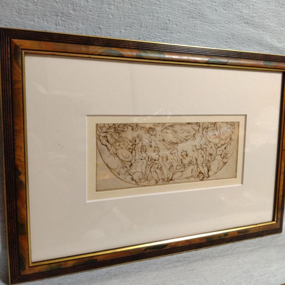 Attributed Work: Late Italian Renaissance Ceiling Painting Sketch, Hand-painted. (1 of 11)