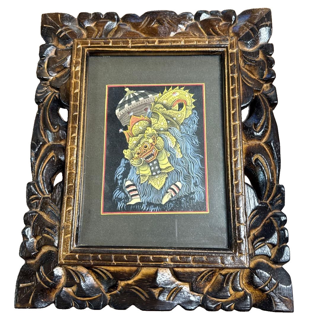 Balinese painting with decorative wooden frame included. (1 of 8)