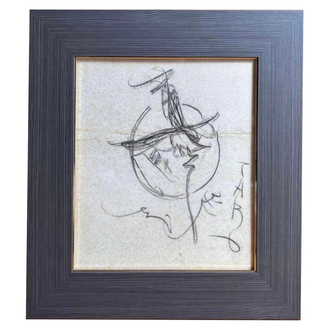 Taro Okamoto, Autographed Illustration on Colored Paper, "Bird and Sun". (1 of 5)