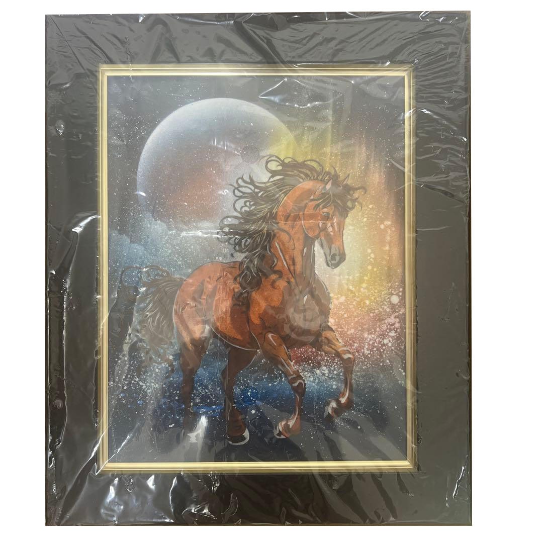 Spray Painting Art "Eden" Original Painting Horse on Canvas with Frame Zodiac Horse (1 of 3)