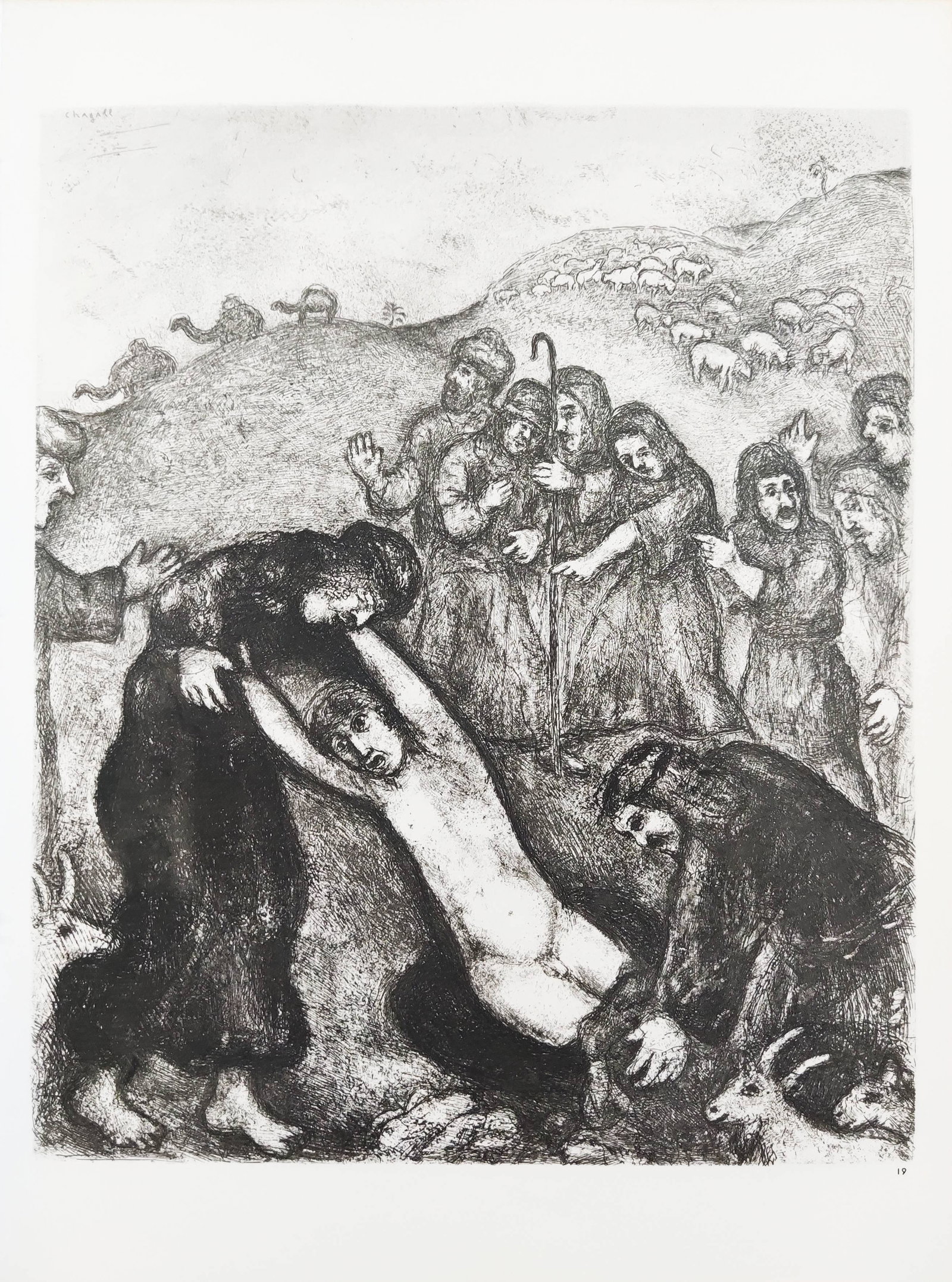 Marc Chagall - Joseph attacked and stripped of his coat by his brothers. (GENESIS 37: 23). Jacob, (1 of 2)