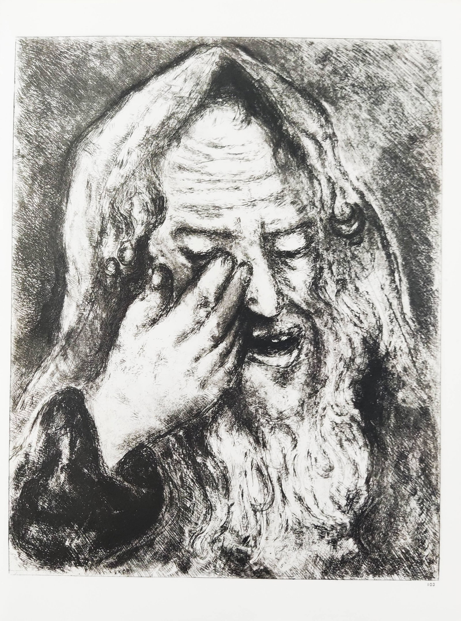 Marc Chagall - The lamentations of Jeremiah. (LAMENTATIONS 3: 1-9).The vision of Ezekiel.(EZEKIEL I: Marc Chagall - Biblical Heliograviures The lamentations of Jeremiah. (LAMENTA-TIONS 3: 1-9). The vision of Ezekiel. (EZEKIEL I : 4-28). Original Heliograviures from Chagall Bible. Published by TÃ©ri