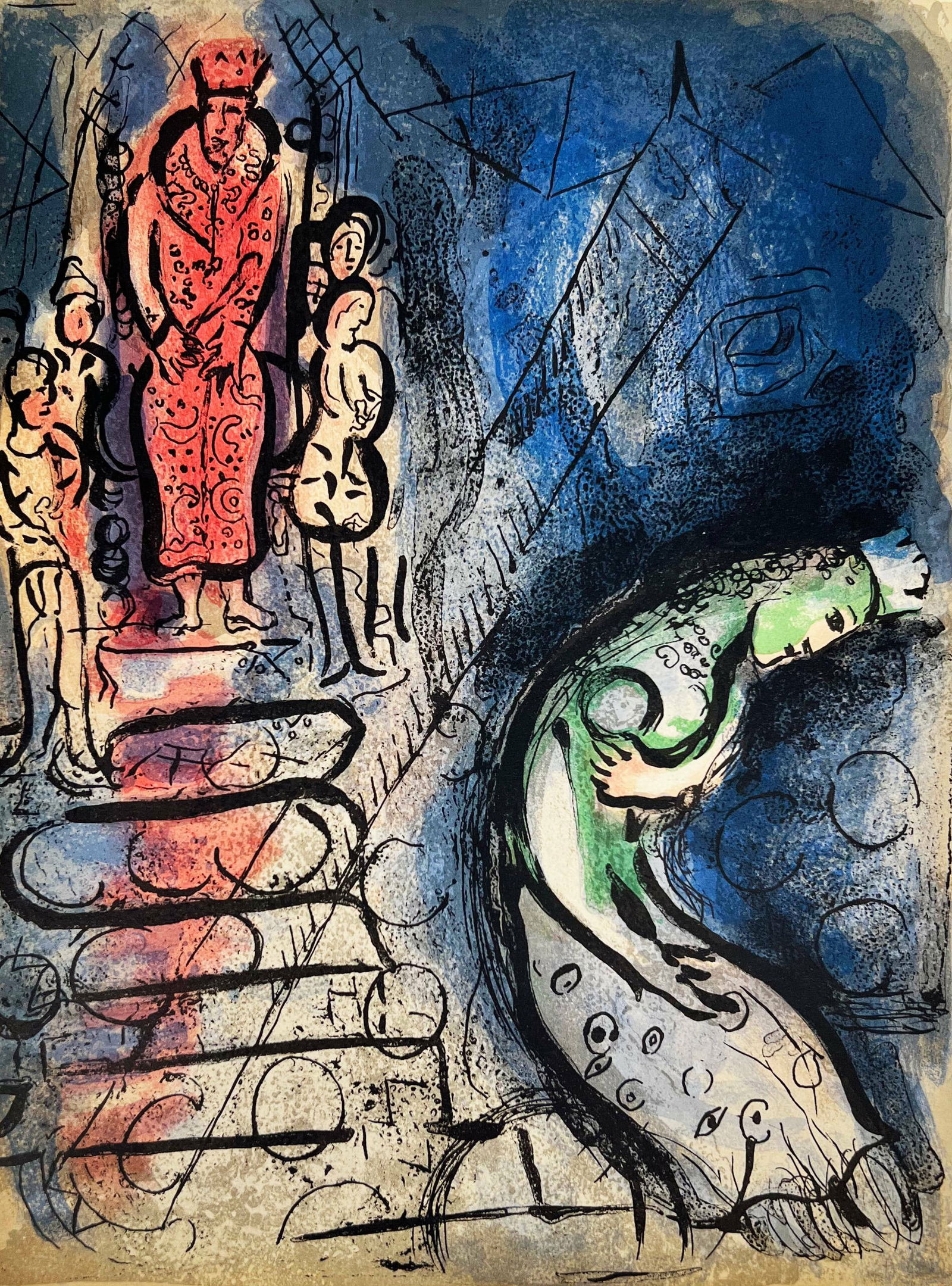 Marc Chagall (1887-1985) - Ahasuerus Sends Vasthi Away: Marc Chagall (1887-1985) - Ahasuerus Sends Vasthi Away Lithograph from 1960. Dimensions of work: 35 x 26 cm Publisher: Teriade, Paris. The work is in Excellent condition. Fast and secure shipment.