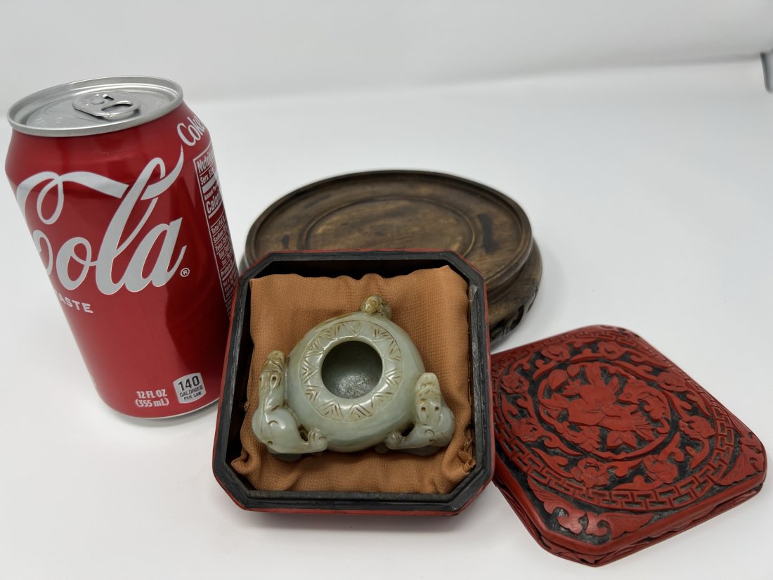 Chinese Hetian Jade Ink Well w/ Cinnabar BoxÂ  (1 of 10)