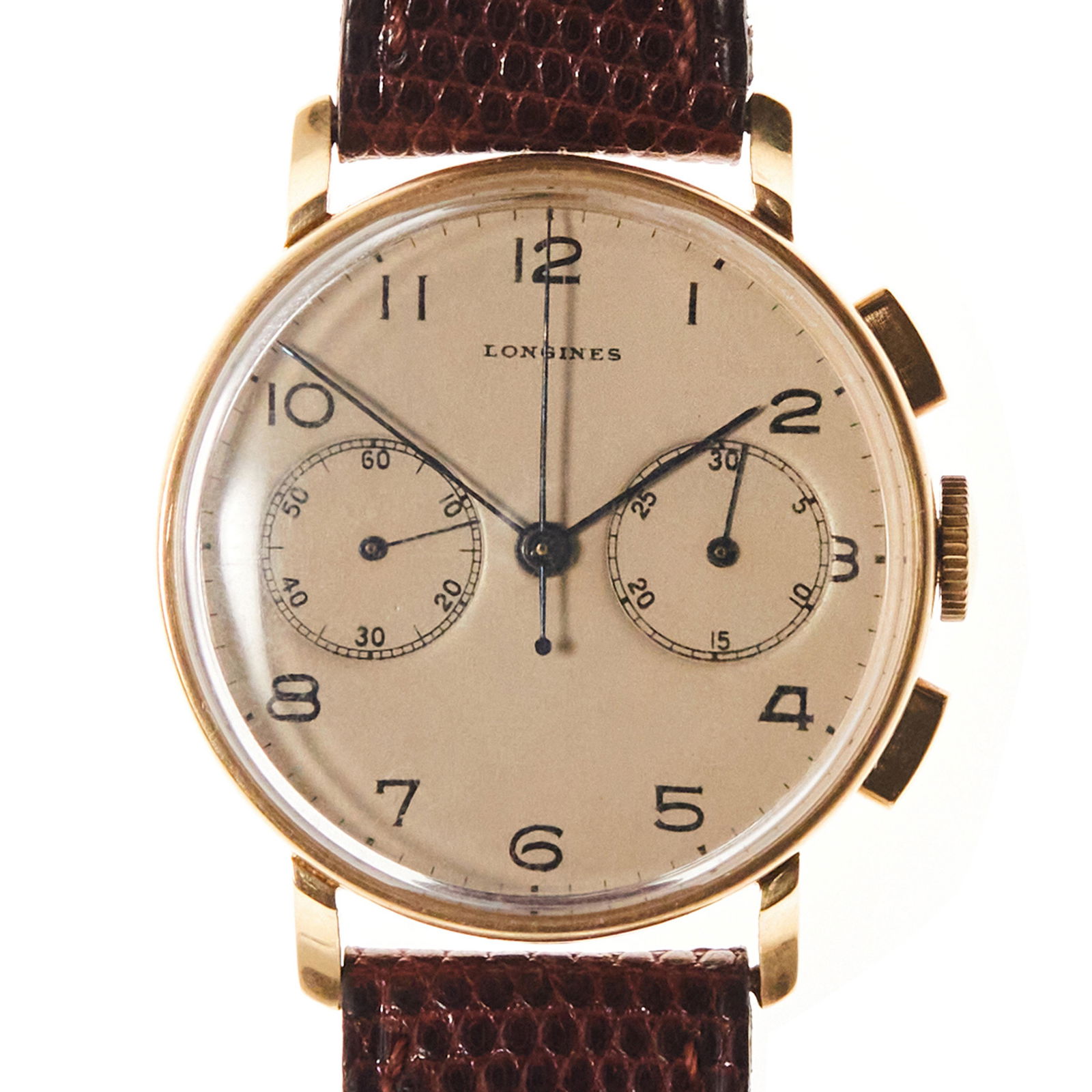 Longines 13ZN 2 Register 18K Yellow Gold Chronograph Wristwatch (1 of 7)