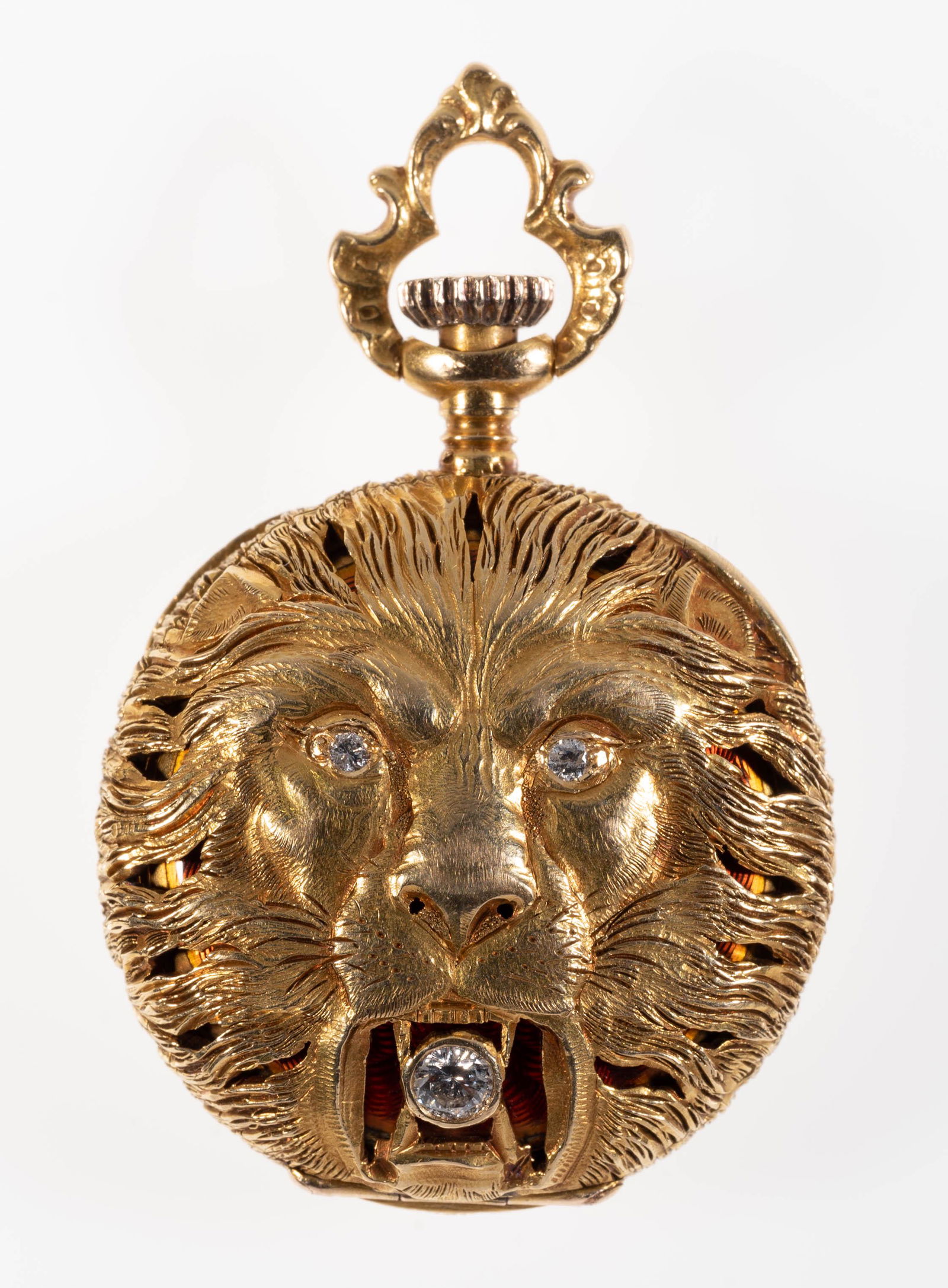 LECOULTRE 18K GOLD DIAMOND ENAMEL PENDANT WATCH (1 of 4)