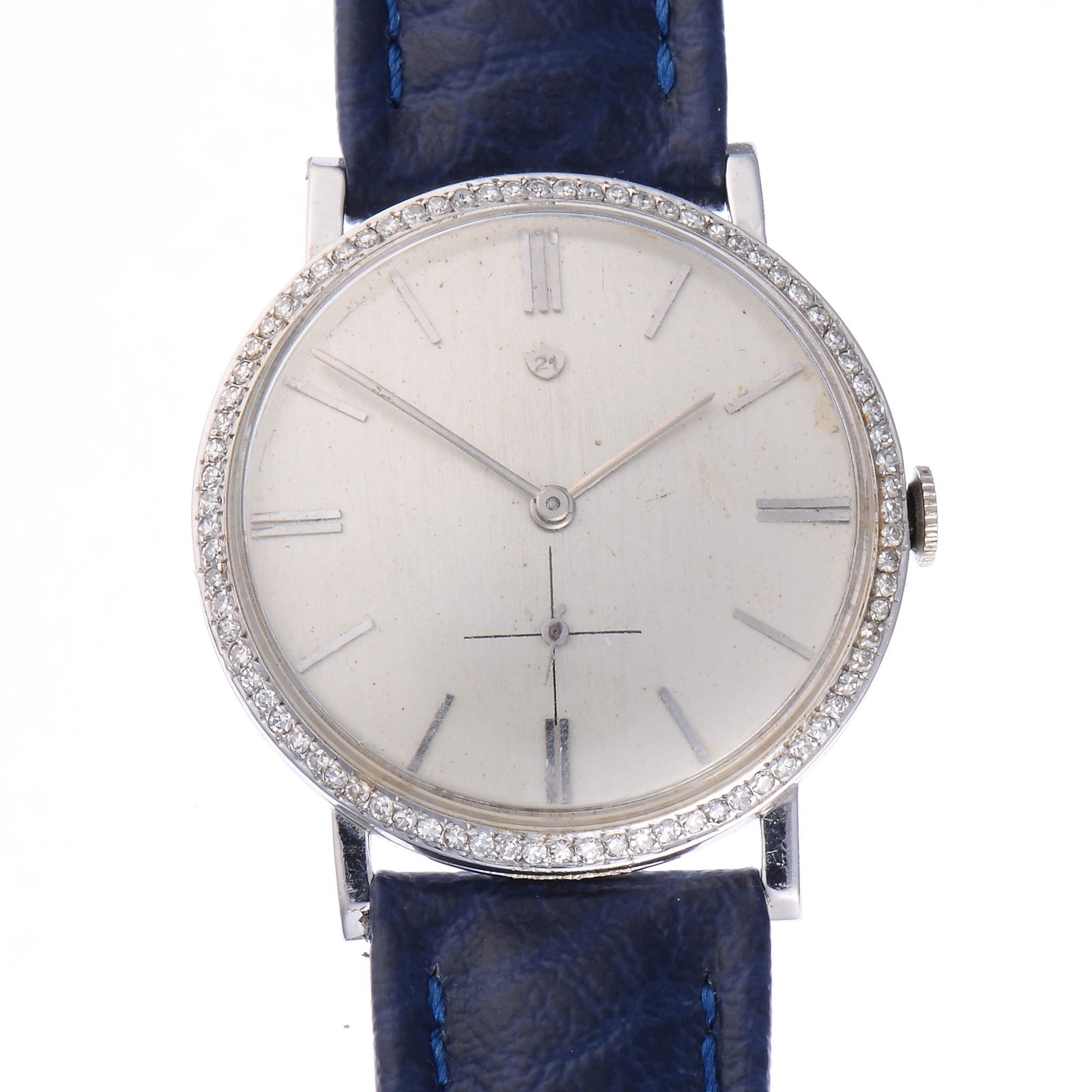 Gruen Precision Veri-Thin White Gold Diamond Bezel Mens Wristwatch: Gruen Precision Veri-Thin Ref. 335 855 Mens 14K White Gold Dress Watch With Diamond Bezel, Circa 1953. The Diamond Bezel Has An Approx. Total Weight Of 0.50 Carats Reference 335 855 Dial: Silvered Met