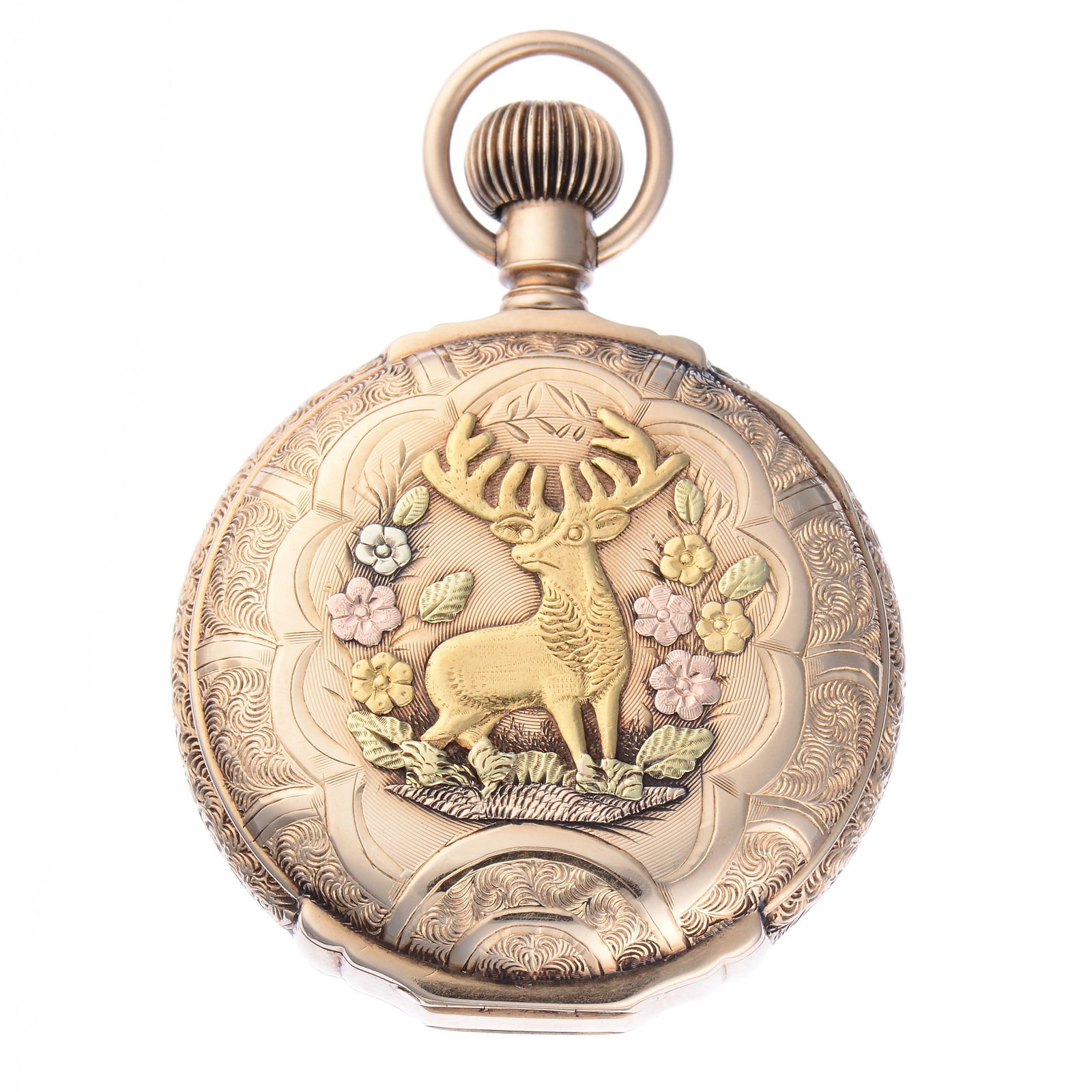 Waltham 14k Multi-Color Gold Ladies Hunting Case Pocket Watch (1 of 3)