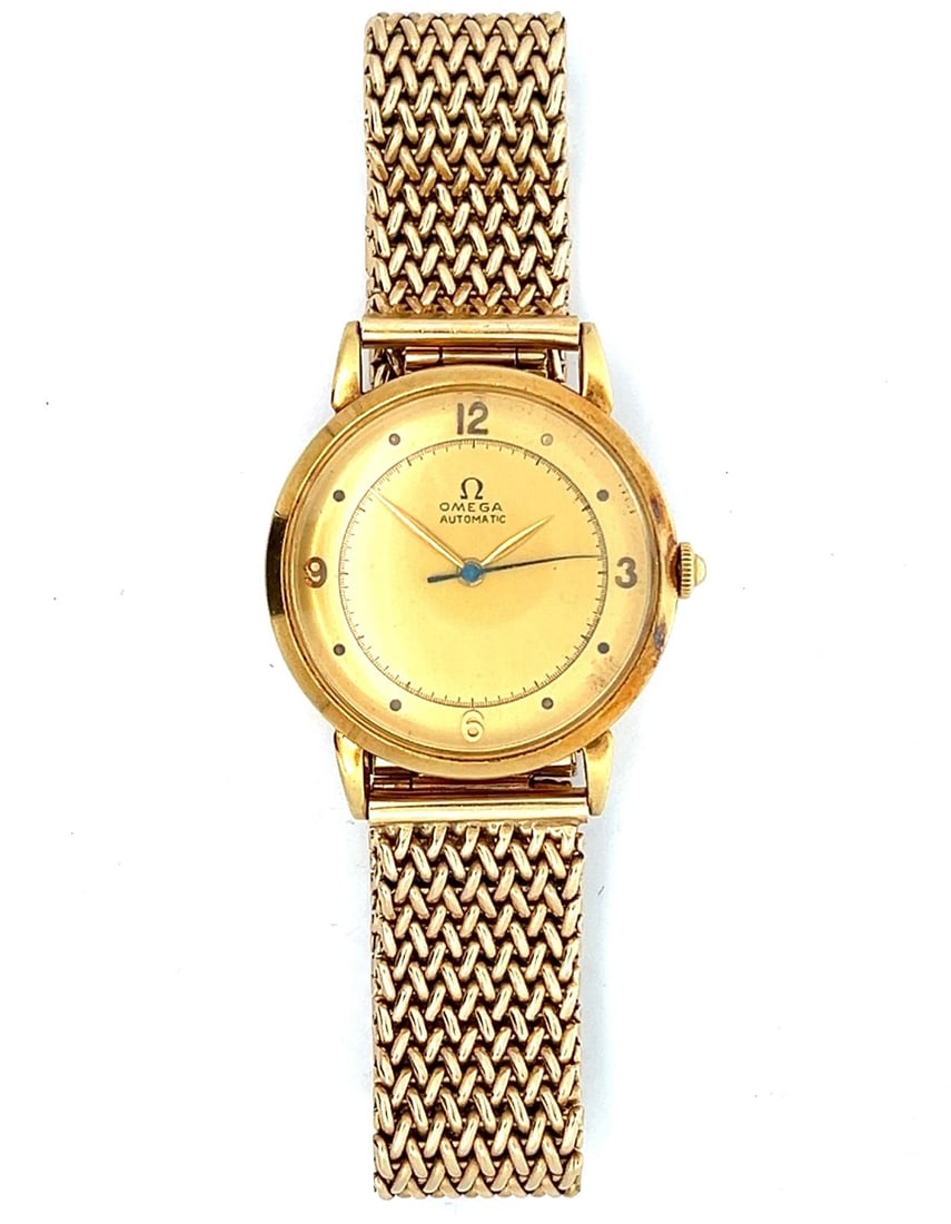 OMEGA 18K GOLD AUTOMATIC WRISTWATCH WITH GOLD BRACELET, CIRCA 1944 (1 of 8)