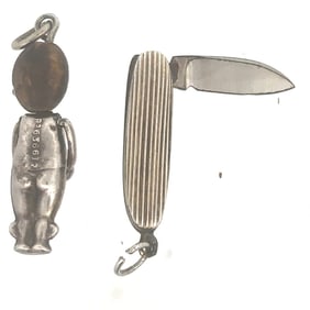 FUMSUP AND MINIATURE PEN KNIFE SILVER CHARMS