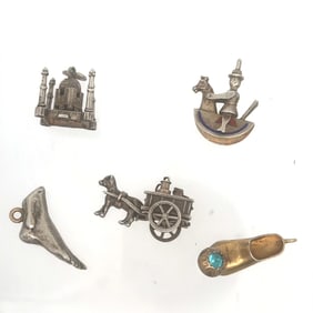LOT OF FIVE VINTAGE SILVER CHARMS