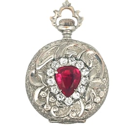 ART NOUVEAU ELGIN GOLD PENDANT WATCH WITH DIAMONDS, CIRCA 1907