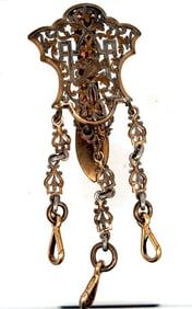 CONTINENTAL SILVER AND GILT SILVER ORNATE CHATELAINE, CIRCA 1860