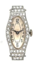 GLYCINE PLATINUM AND DIAMOND ART DECO COCKTAIL WATCH