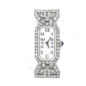 ART DECO FRENCH PLATINUM AND DIAMOND LADIES COCKTAIL WRISTWATCH
