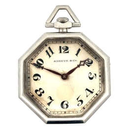 LONGINES FOR SHREVE AND COMPANY PLATINUM OCTAGONAL  POCKET WATCH, CIRCA 1914