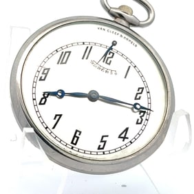 VAN CLEEF AND ARPELS PLATINUM POCKET WATCH WITH POWER RESERVE, VERGER FRERES CASE