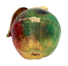 GOLD AND ENAMEL APPLE FORM WATCH WITH VERGE FUSEE MOVEMENT