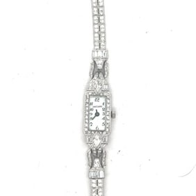 PLATINUM AND DIAMOND COCKTAIL WATCH SIGNED JACCARD