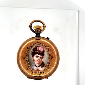 LOUIS REYMOND, LOCLE GOLD AND ENAMEL PENDANT WATCH, CIRCA 1880.