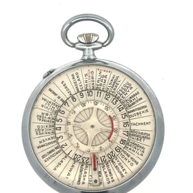 HELVETIA  DOUBLE DIAL WORLD TIME POCKET WATCH, CIRCA 1935